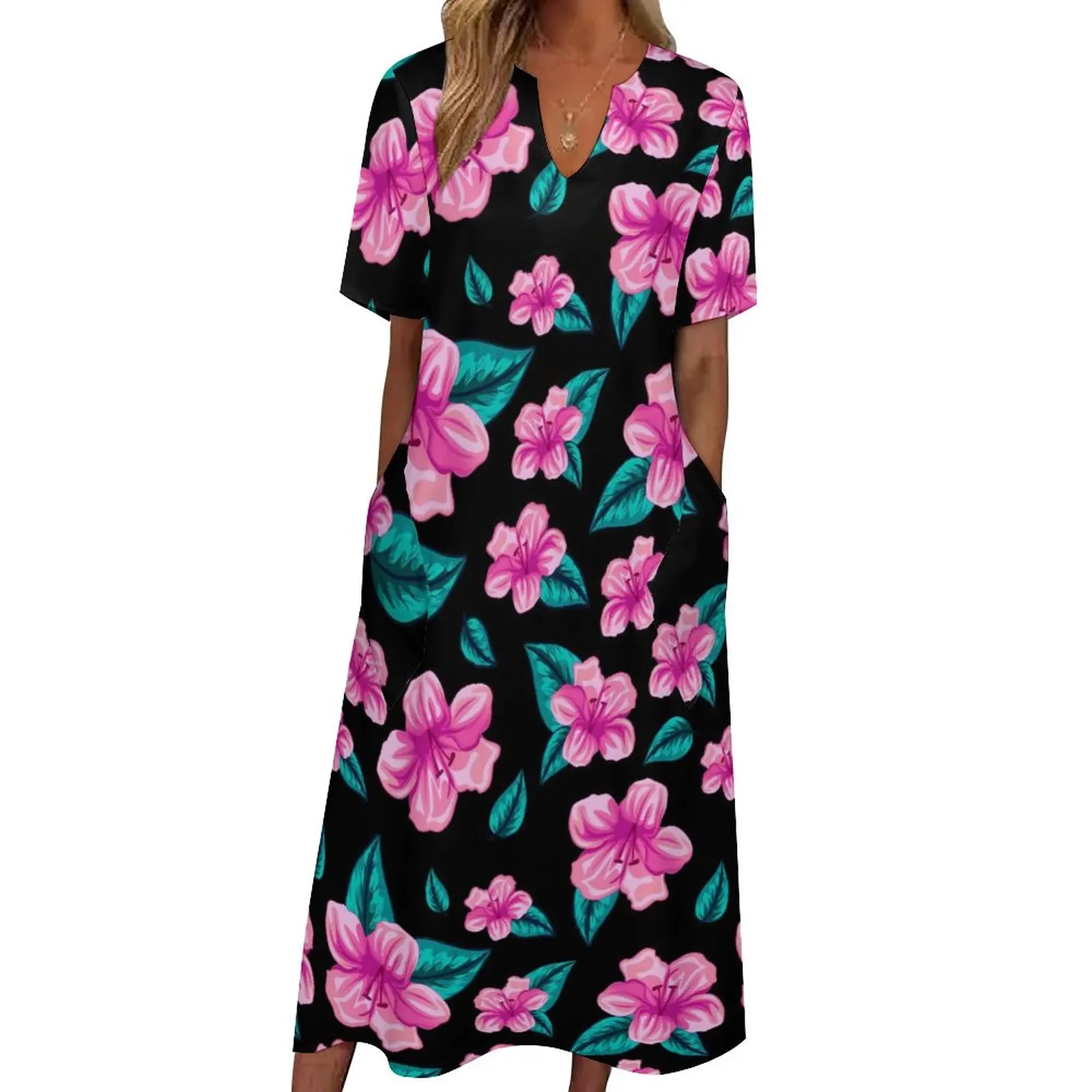 

Платье женское длинное с тропическим цветочным принтом, Пляжное милое Макси-платье в стиле бохо, В гавайском стиле, подарок на день рождения, на лето