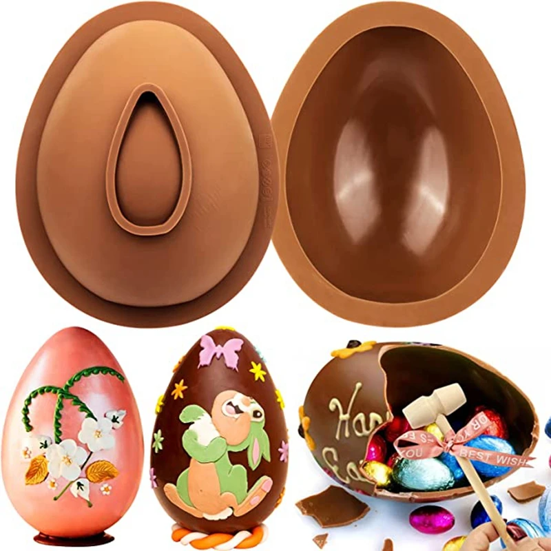 

Easter Egg Chocolate Silicone Molds Large 3D Easter Candy Egg Chocolate Molds for Easter Decorations Mousse Cake Dessert Baking