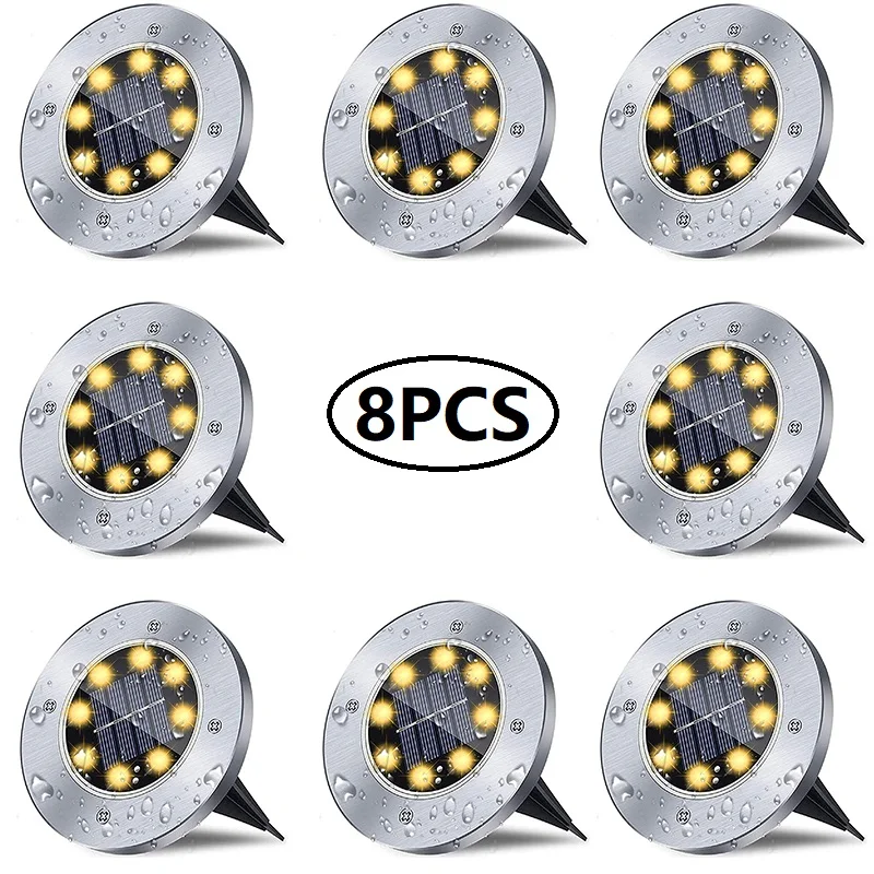 

8/16 Led Solar Lawn Yard Led Solar Lights Buried Solar Garden Light Waterproof Outdoor Pathway Floor Under Ground Spot Lamp