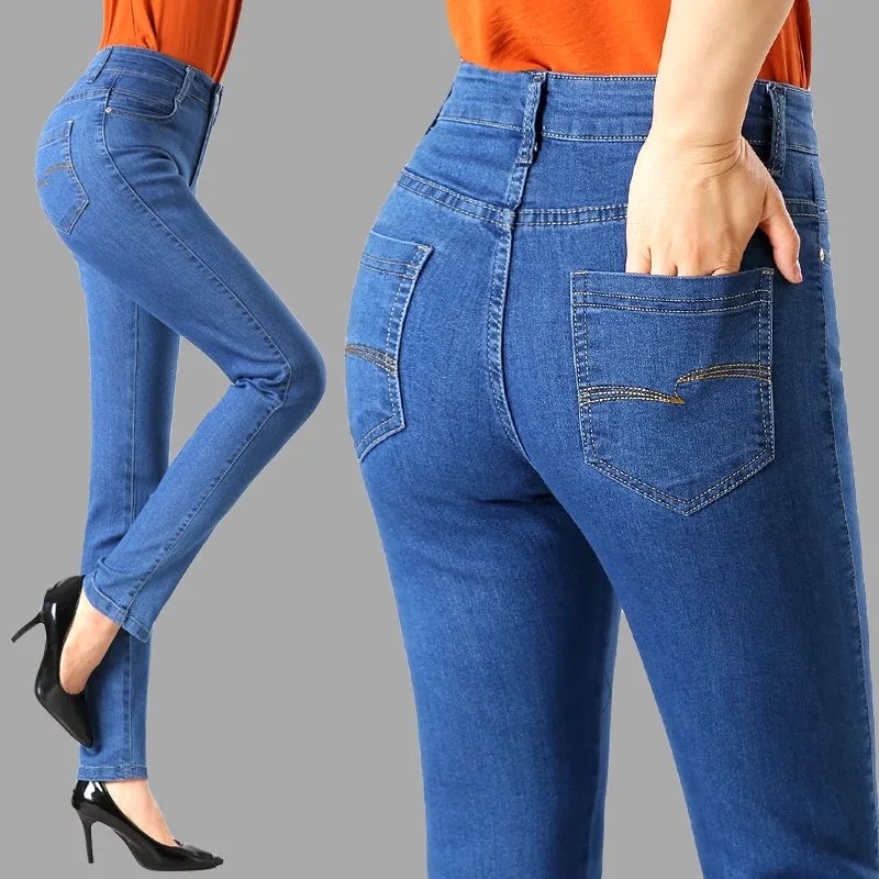 

Oversize 36 Spring Summer Mom Jeans Vintage High Waist Women Denim Pants Elegant Skinny Straight Embroidered Pantalones