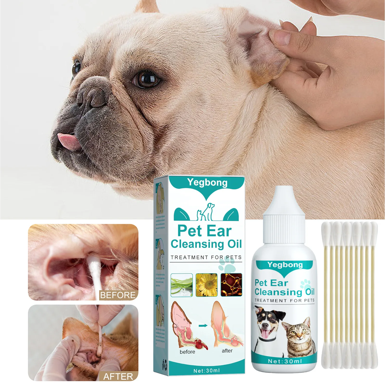 Ear Cleaner For Dogs And Cats Pet Ear Cleansing Oil Ear Cleanser For Dogs And Cats Effectively Cleanse Prevents Itching And