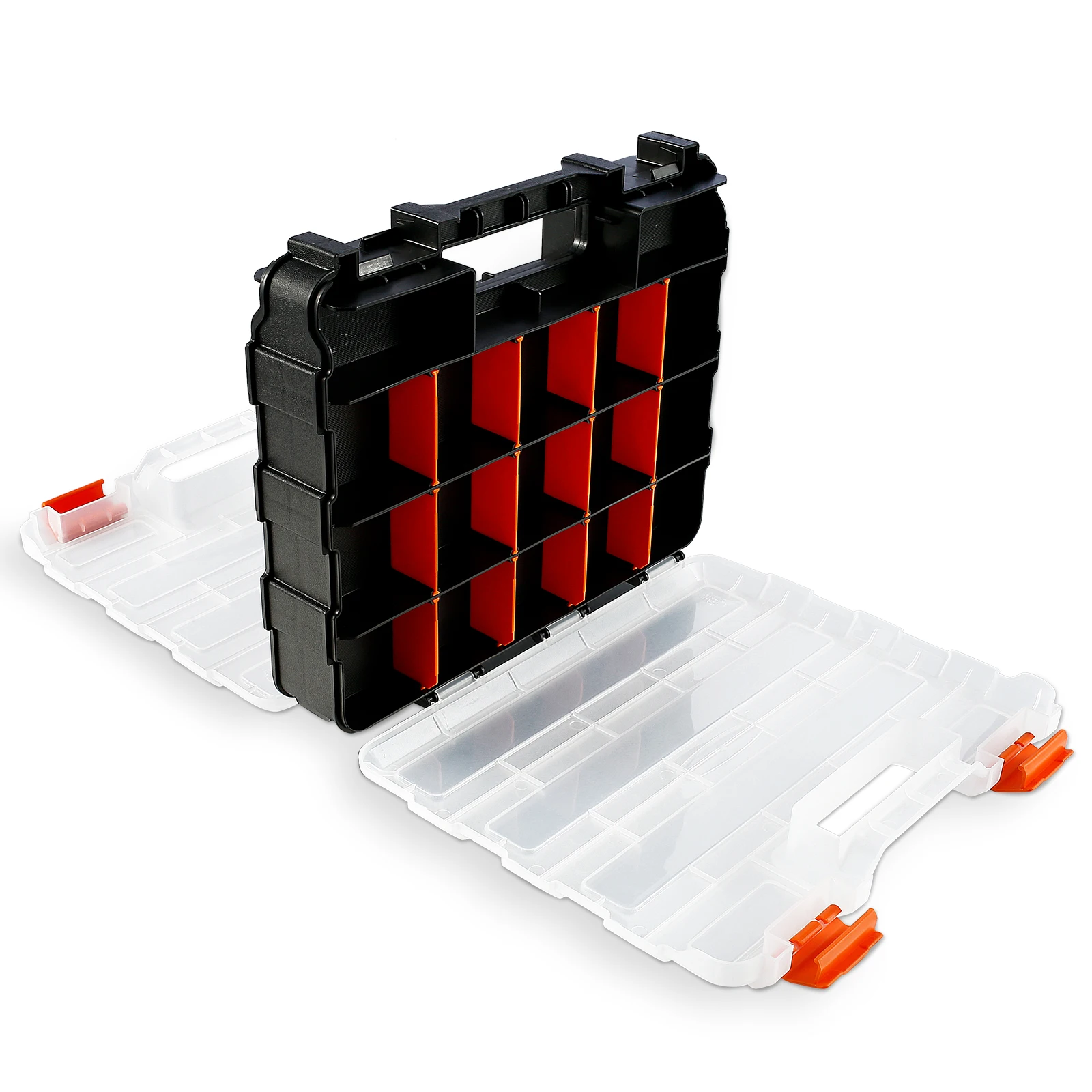 

Hardware Storage Box 34 Compartments Double Side Small Parts Organizer Portable Tools Organizer Case with Removable Dividers for