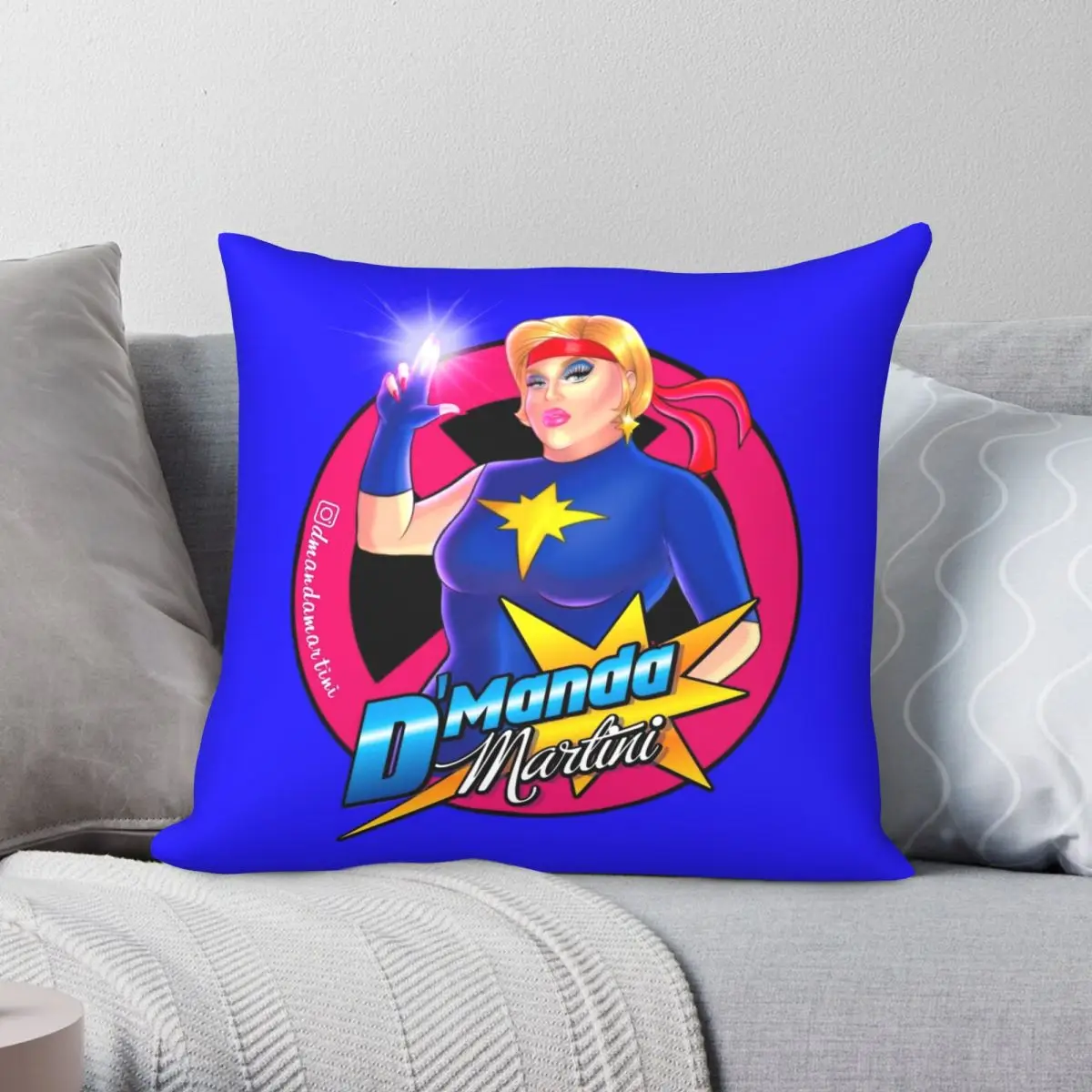 

Ослепительная Подушка на молнии, из полиэстера и льна