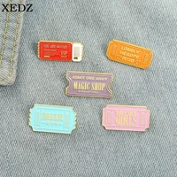 cartoon stamp enamel pin movie ticket playing card airplane ticket magic shop letter brooch denim backpack badge jewelry gift