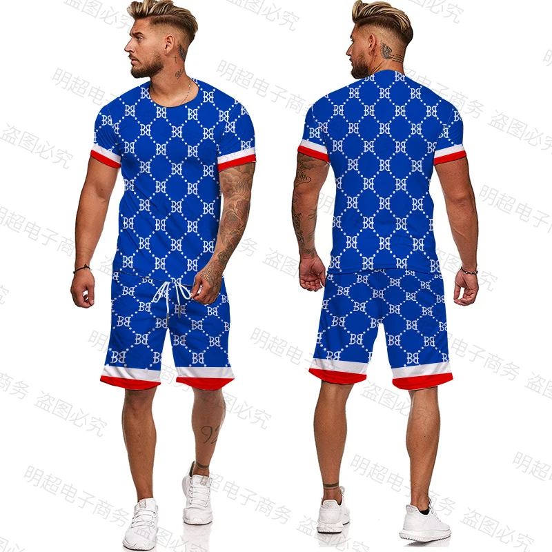 Luxury 3D Printing Men Tracksuit Men's Oversized Clothing T-shirt Shorts outfits Sets Streetswear Male Tshirt Set Summer Beach