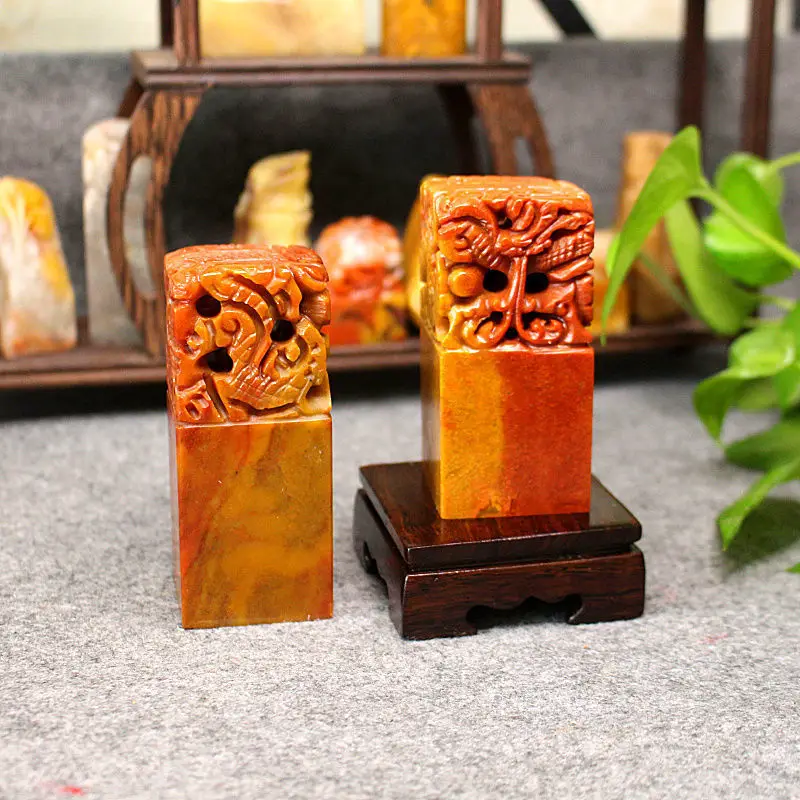 

4Cm Shoushan Stone Ancient Beast Pixiu Seal Gold Stone Seal Carving Stone Calligraphy Seal Business Gift