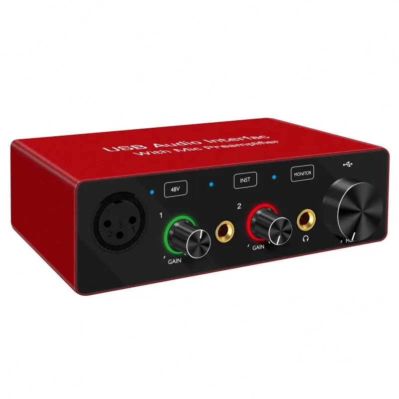 

External USB Sound Cards, USB Audio Interface solo Studio for Podcast Recording 96KHz 24bit interface de audio usb soundcard