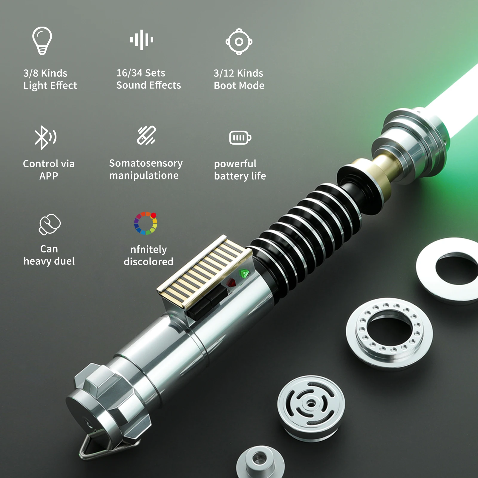 Фото Лазерный меч DamienSaber Luke Skywalker V1 Xeno3.0 Pixel для тяжелых дуэлей с бесконечной сменой цвета и Bluetooth, 34 шрифта №5