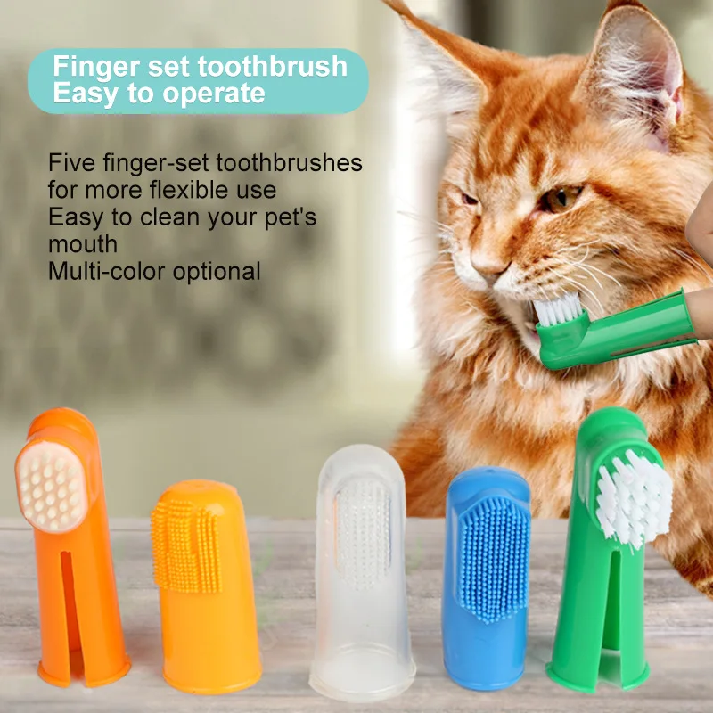 

4pcs Dog Toothbrush Pet Fingertip Toothbrush Cat Super Soft Oral Care Toothbrushes Finger Brush for Pets Tooth Cleaning Brush