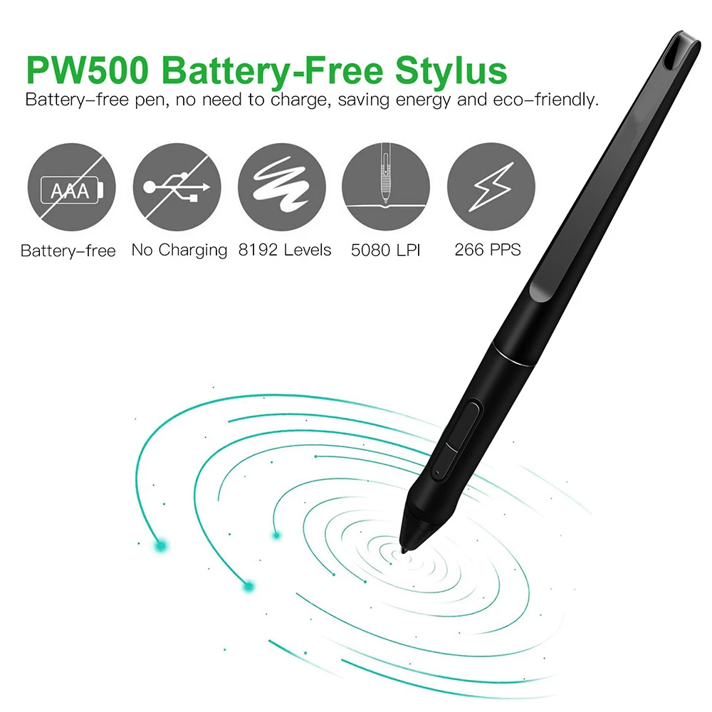 Фото Беспроводной стилус PW500 без батареек для графических планшетов Huion KAMVAS Pro 22, Inspiroy WH1409 V2, Q11K, Q620M, GT-221, GT2201, HS611 №1