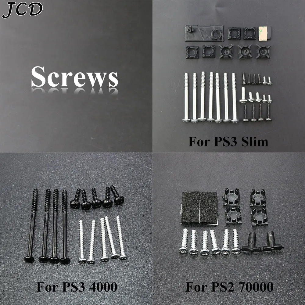 

JCD Full Set Screws For PS2 PS3 Slim 2000 3000 4000 70000 Console Rubber Feet Cover Set Screws Kit Repair Parts