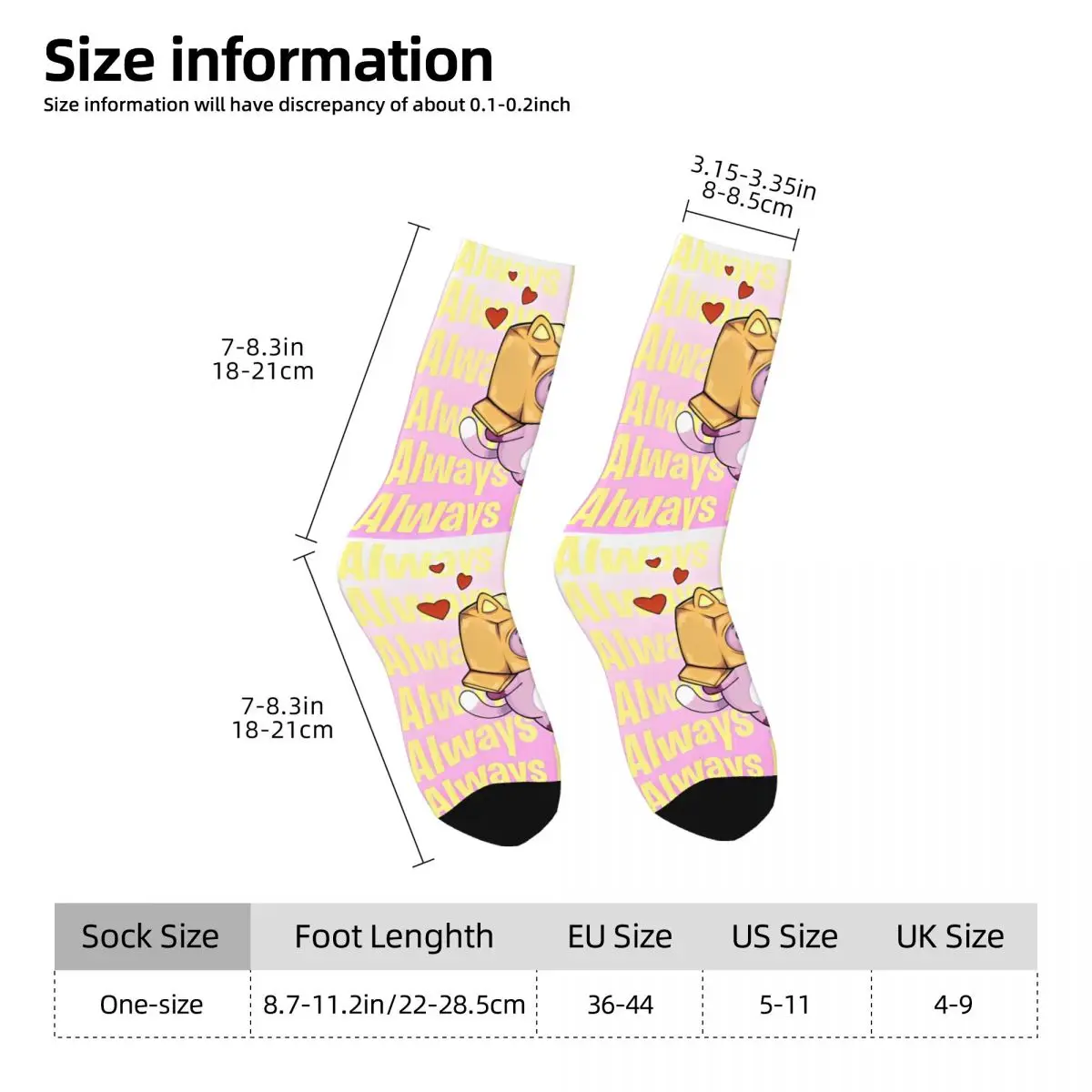 Colorful Foxy L-Lankybox Cartoon Football Socks Polyester Crew for Unisex Sweat Absorbing
