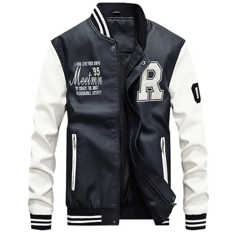 

Men Slim Leather Jacket Motorcycle Casual PU Leather Coats Good Quality Male Fit Stand Collar Leather Jackets And Coats Size 4XL