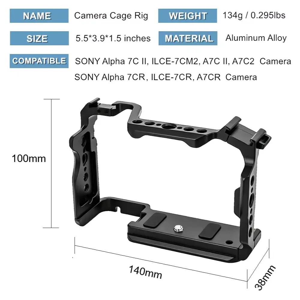 Фото Кейдж для камеры Sony A7CR A7C II A7C2 ILCE-7CR из алюминиевого сплава с холодным креплением и резьбой 1/4
