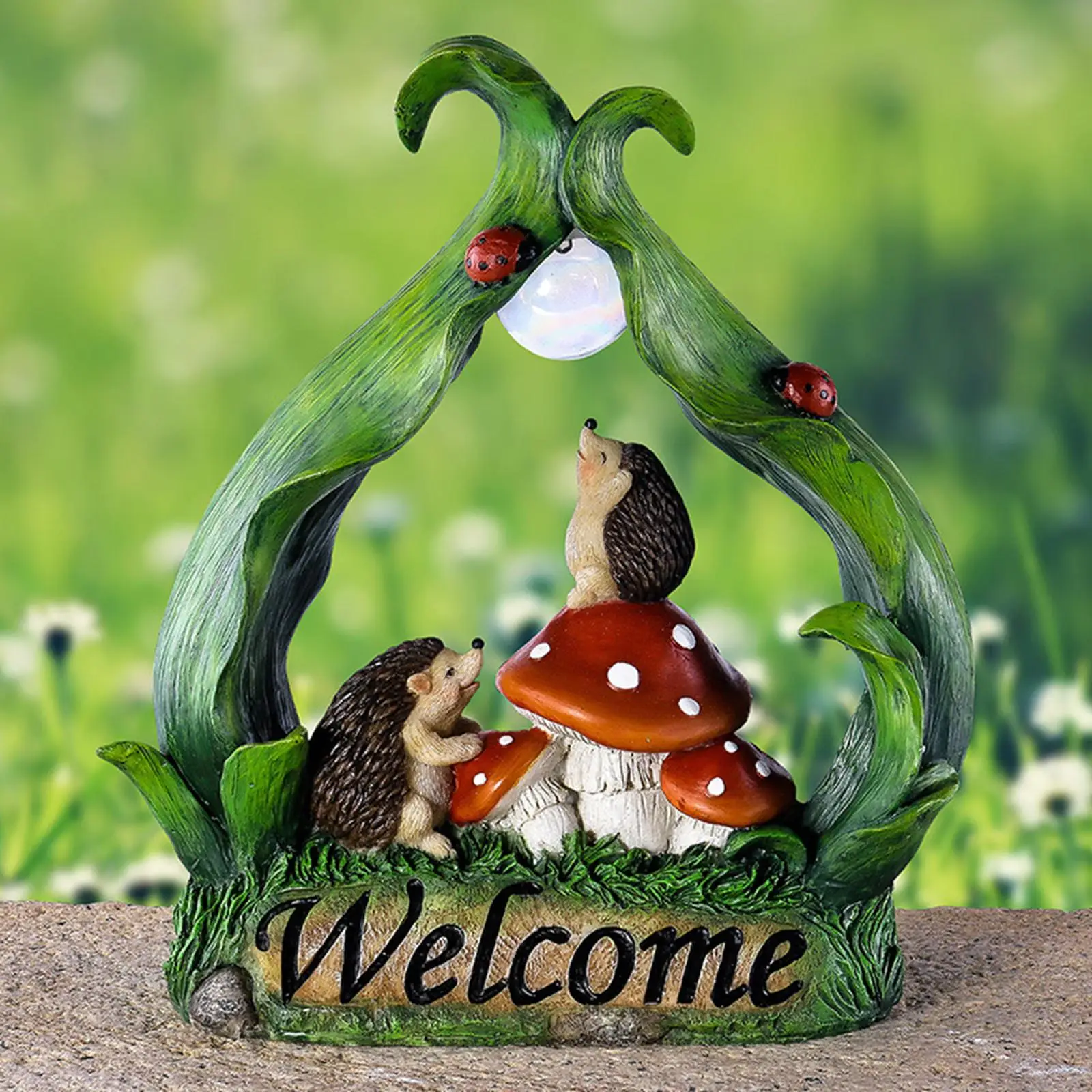 

Creative Welcome Figurine Solar Lamp Light Ornament Art Statue for Garden Sculpture Gift Yard Patio