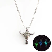 luminous trinkets creative animal bull skull hollow glow necklaces female accessories jewelry mans gift