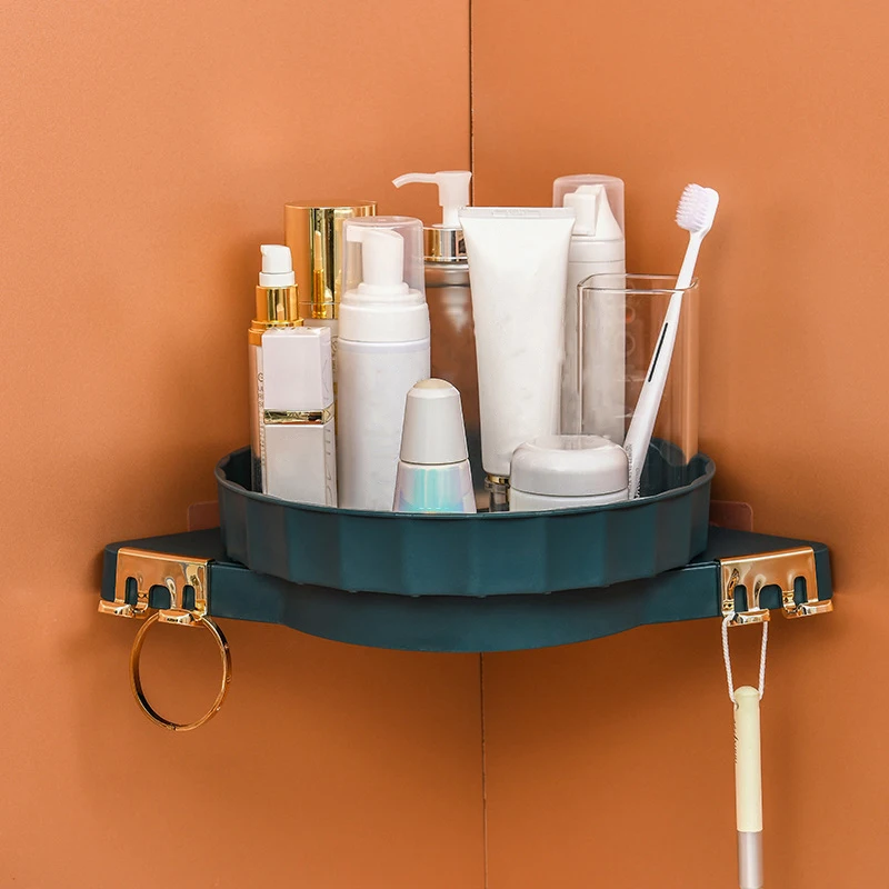 

Wall-Mounted Corner Rotating Rack 360° Rotating Shelf Bathroom Wash Supplies Vanity Bathroom Cosmetic Storage Rack