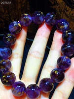 natural cacoxenite purple auralite 23 bracelet clear big round beads 13mm gold rutilated quartz canada aaaaaa