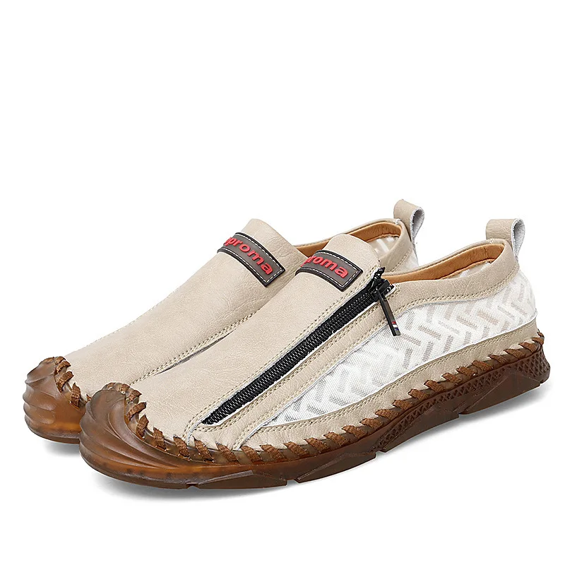 

Casual Men's Casual Moccasin Leof Shoes Leather Adult Men's Breathable Shoes Zipper Men's Sports Shoes High Quality Sewing