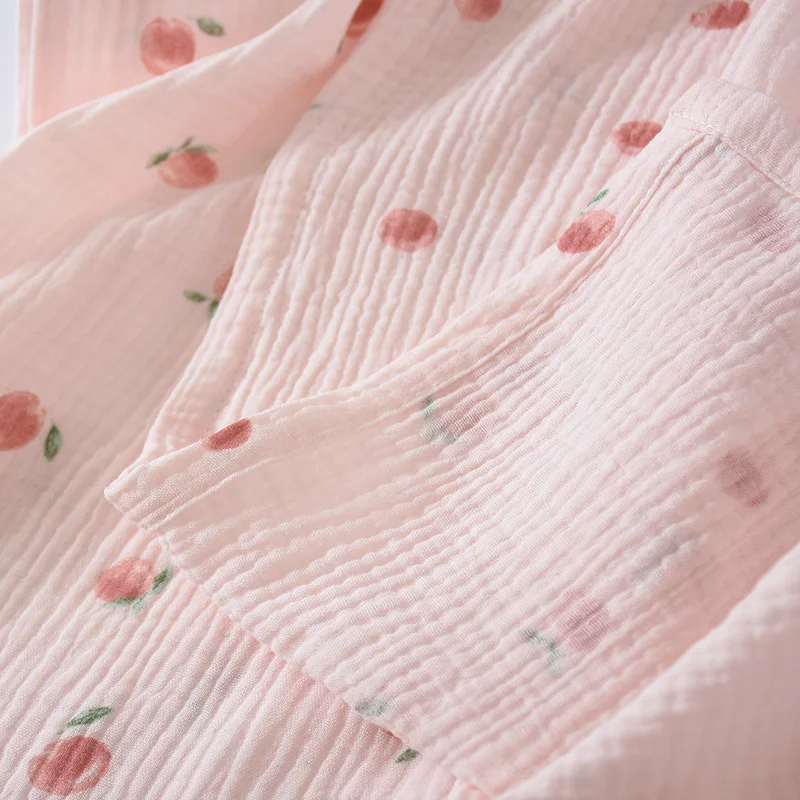 Халат-кимоно Женский из 2024 промытого хлопка на весну-осень