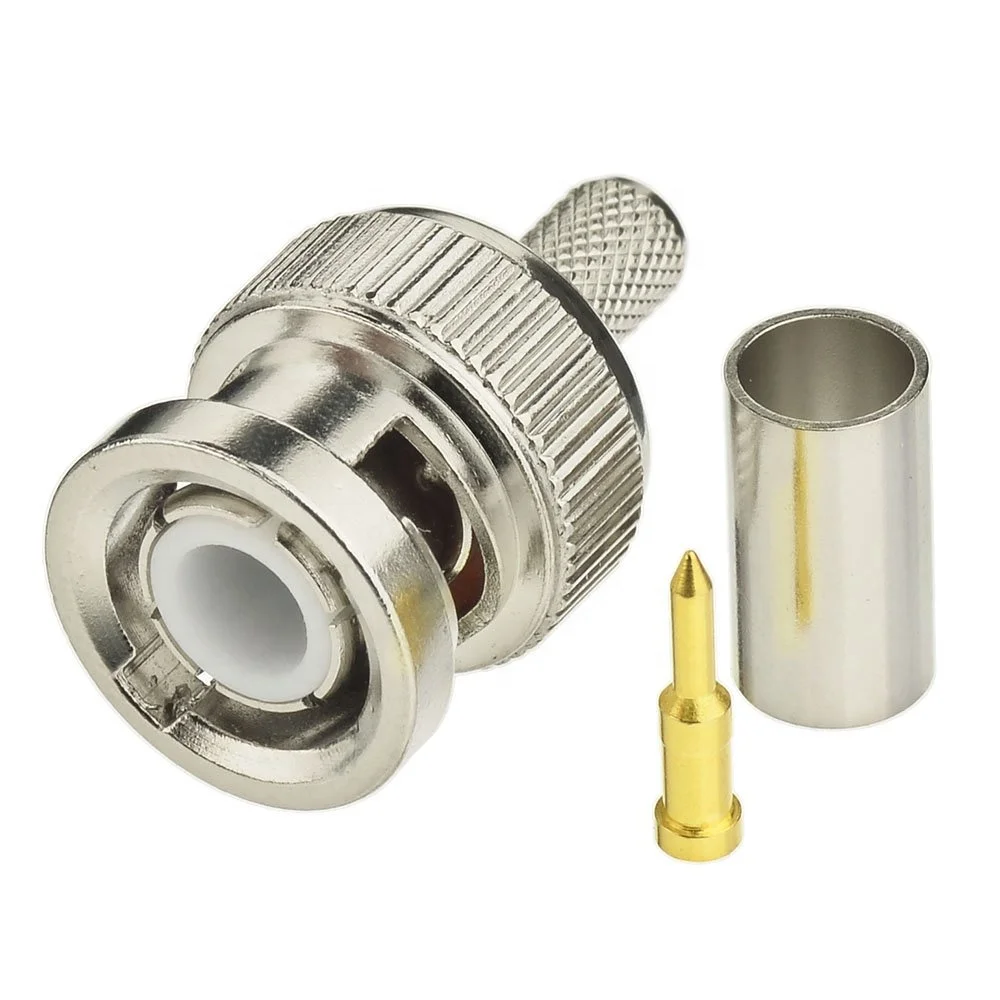 

CCTV Accessories 50 Ohm BNC Crimp Male Connector for RG58 RG142 LMR195 Cable