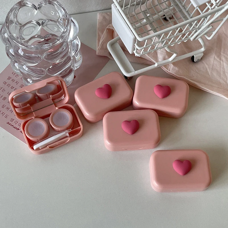 

Portable Double Partner Box Sweet Love Contact Lens Case Pink Pupil Box Small Box Girls Accessories