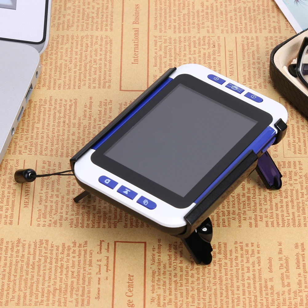 portable 32x digital video magnifier electronic reading aid led night vision soft light zoom camera 3 5 inch lcd display free global shipping