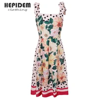 hepidem clothing summer fashion runway long dresses womens sleeveless elegant floral print boat neck slip dress 70056