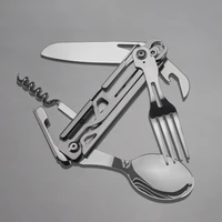 new stainless steel multifunctional knife portable knife and outdoor camping folding tableware knife and fork separation