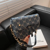 luxury designer letters denim saddle small shoulder crossbody bags for women 2022 trends fashion brand chain ladies handbags