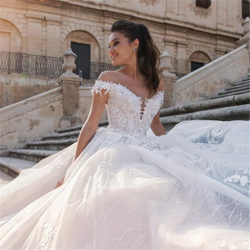 Романтические свадебные платья с открытыми плечами индивидуальные кружевные