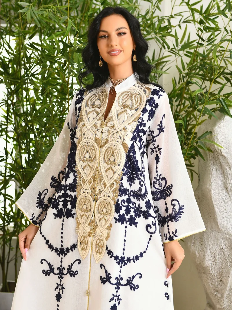2023 Muslim Abayat Dress Embroidery Fashion Robe Femme Musulman Loose Women's Evening Dress for Middle East Dubai Arab