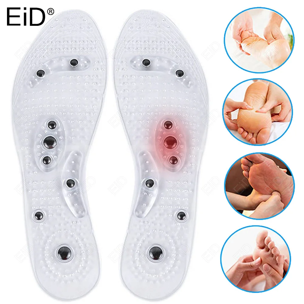 

EiD Unisex 16 Magnetic Massage Insoles Foot Acupressure Shoe Pads Therapy Slimming Insoles for Weight Loss Transparent Man women