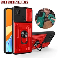 for xiaomi redmi 9c 9a 9 case magnetic ring armor phone cases for redmi 10x 10c 10 card slot bracket stand holder back cover