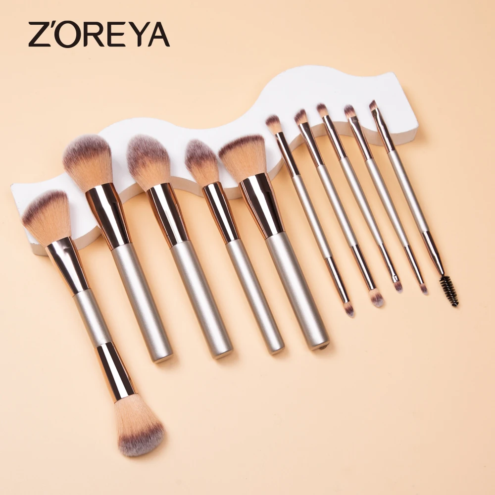 

ZOREYA 10pcs Makeup Brushes Set Eye Shadow Foundation Women Cosmetic Powder Blush Blending Beauty Make Up Tool