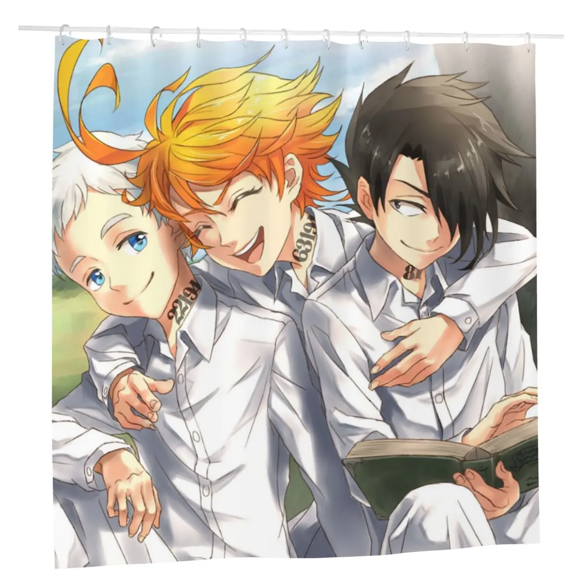 

Занавеска для душа Yakusoku No Neverland с рисунком аниме, занавеска для ванной, занавеска для ванной, занавеска из полиэстера с изображением обещанн...