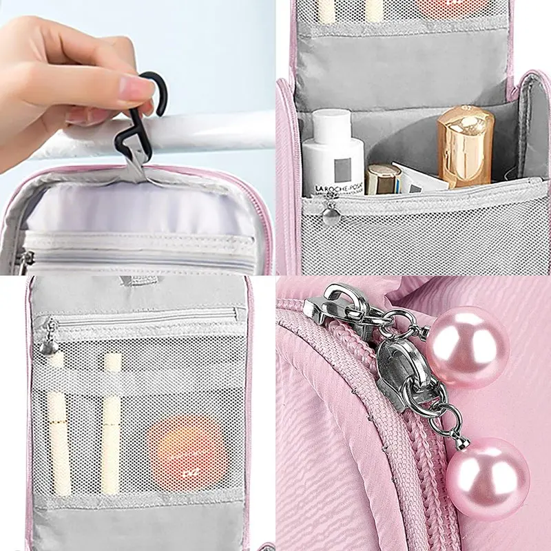 Toiletry Bag with Hanging Hook, Portable Cosmetic Travel Bag for Women, Waterproof Makeup Storage Toiletries Organizer