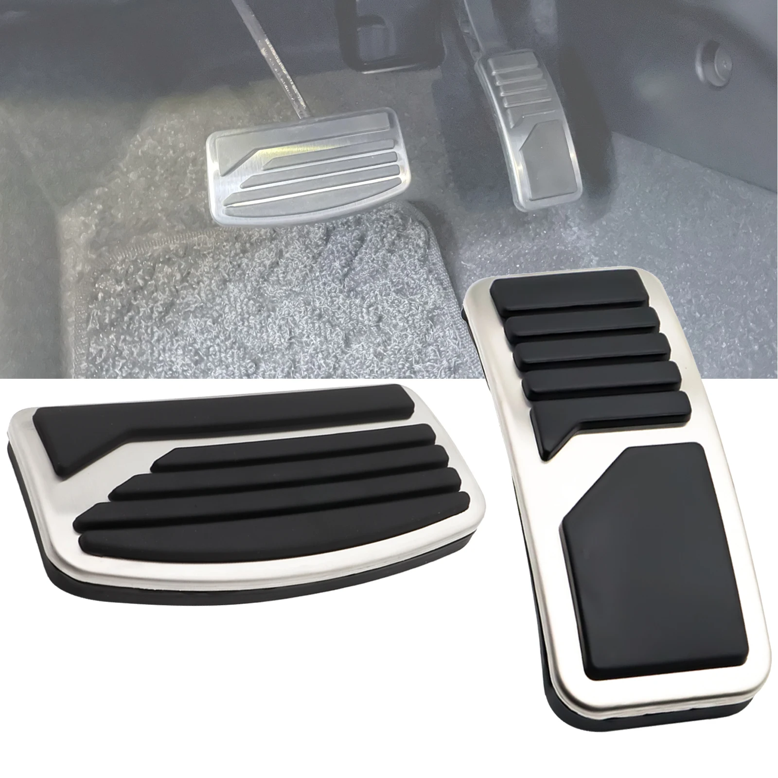 

For Mitsubishi Pajero 3 Outlander Lancer X Eclipse Cross AT Car Gas Clutch Brake Pedal Cover Kit Rubber Stainless Nonslip Pad