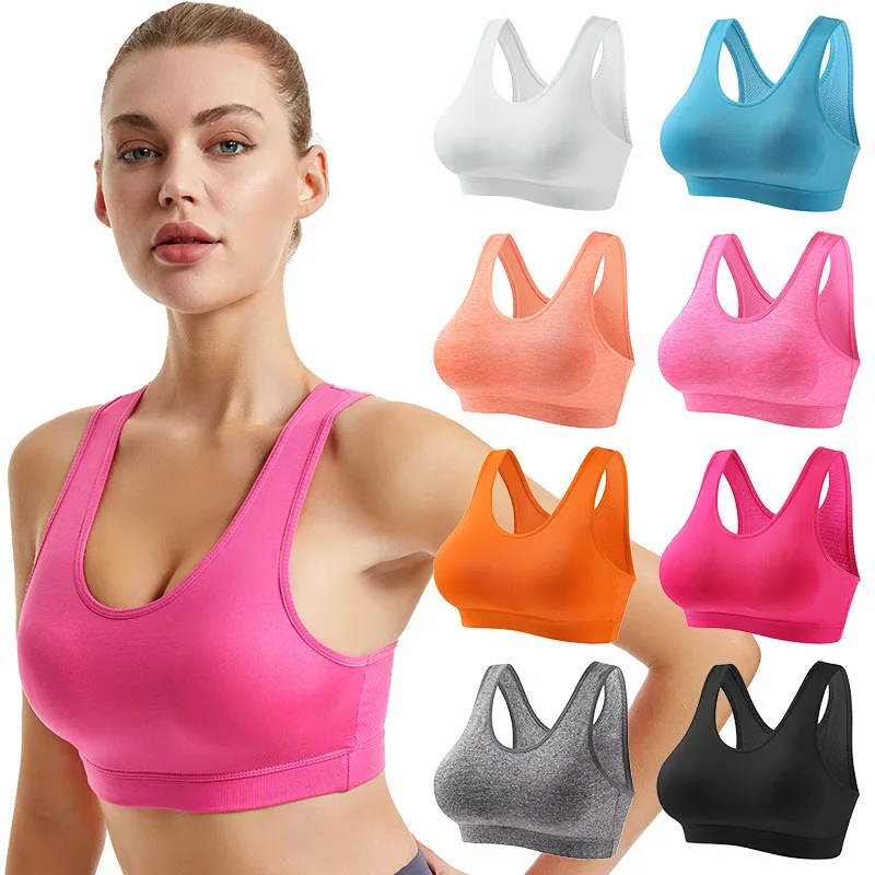 

2023 New Sports Underwear Women's Shockproof Running Beauty Back Yoga Vest High Strength Anti-Sagging Wireless Push up Sports Br