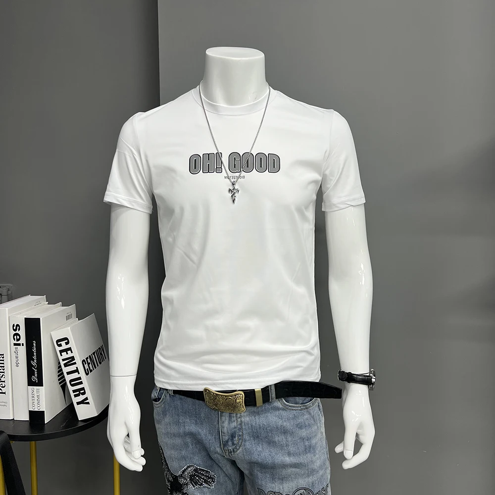Футболка мужская с буквенным принтом модная брендовая Повседневная облегающая