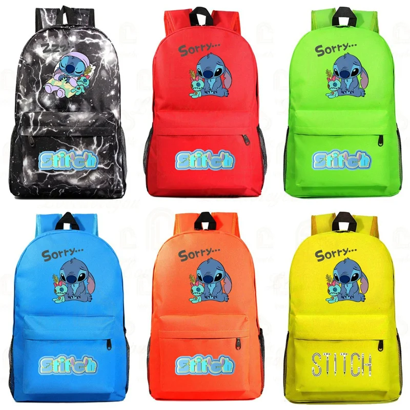 

Woops Jookiba Backpack Kawaii Stitch Mochila Fashion Schoolbag Anime Figures for Back To School with Stationery Pocket Bags