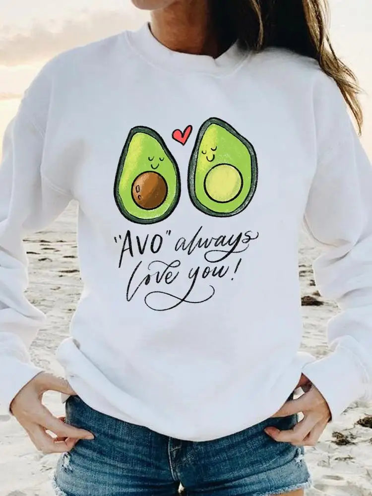 

Avocado Love Valentine Women Print Female Clothing Pullovers Autumn Spring Fashion Casual Long Sleeve Graphic Sweatshirts