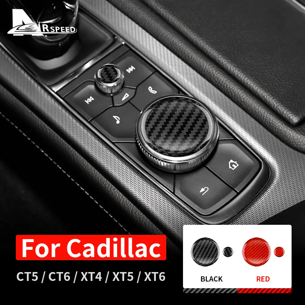 FLUGGESCHWINDIGKEIT Carbon Faser für Cadillac CT5 CT6 XT4 XT5 XT6 Zubehör Auto Multimedia-Taste Knob Abdeckung Getriebe Panel Sound Aufkleber