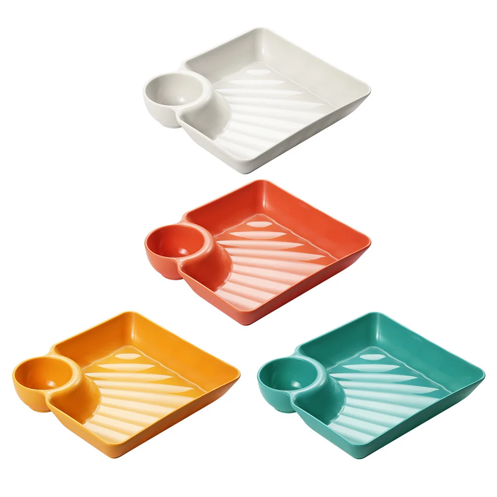 

4Pcs Snack Serving Platter Divided Dinner Plate