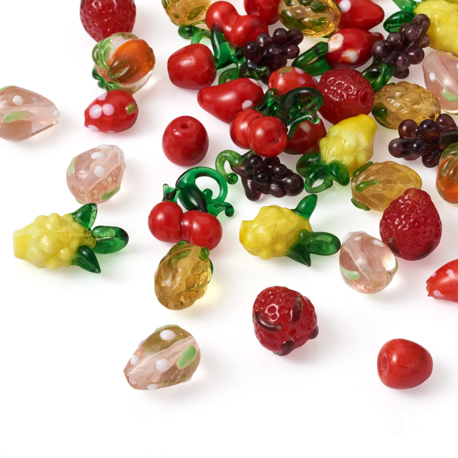 60Pcs Mixed Handmade Strawberry Fruit Lampwork Beads Pendant Spacer Charms For Bracelet Necklace Earring DIY Jewelry Making