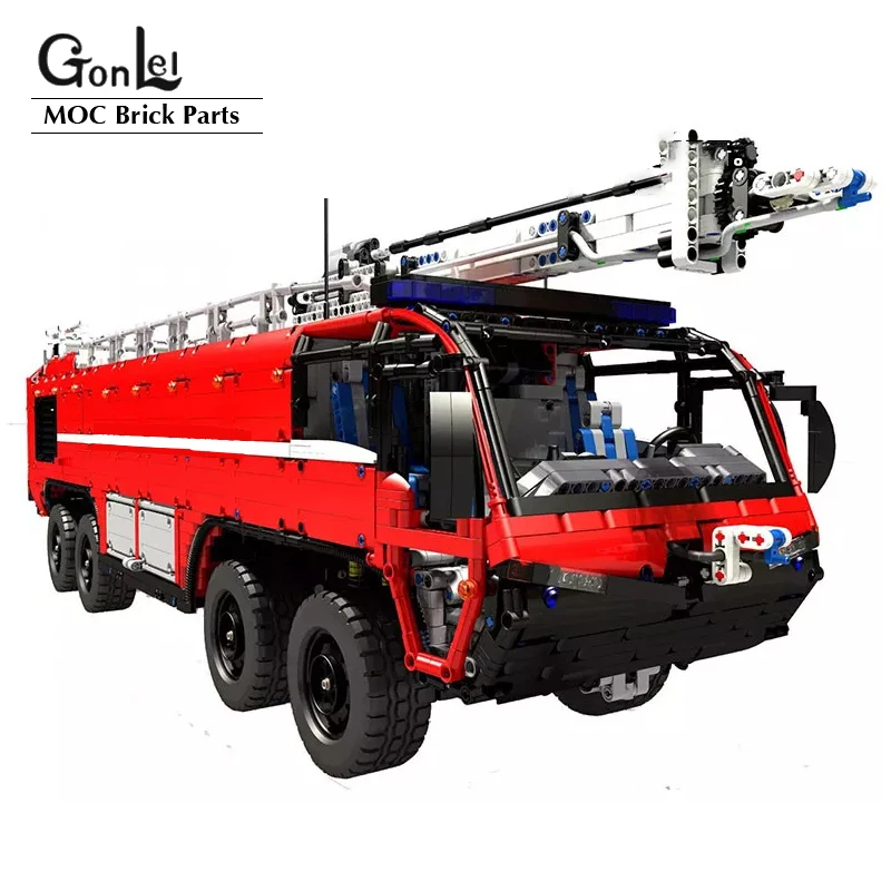 

High-Tech Fire Fighting MOC-4446 Airport Crash Tender Boat MOC Building Blocks Crane City Firefighter Bricks Children Toys