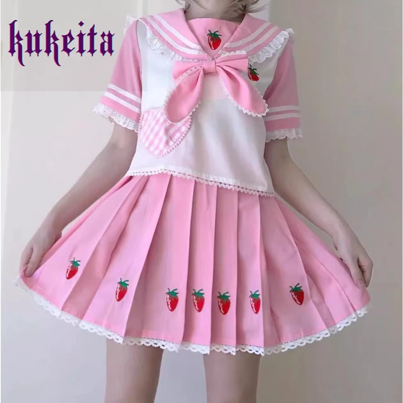 Женский комплект из двух предметов с плиссированной юбкой и топом матросским