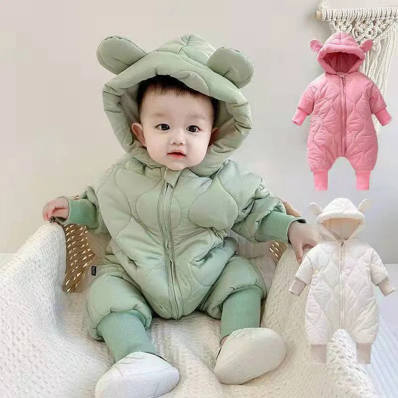 Winter Baby Girl Boy Overalls Hooded Newborn Toddler Clothes Cute Warm Cotton Baby Romper Infant Clothes Thickening Cold-proof