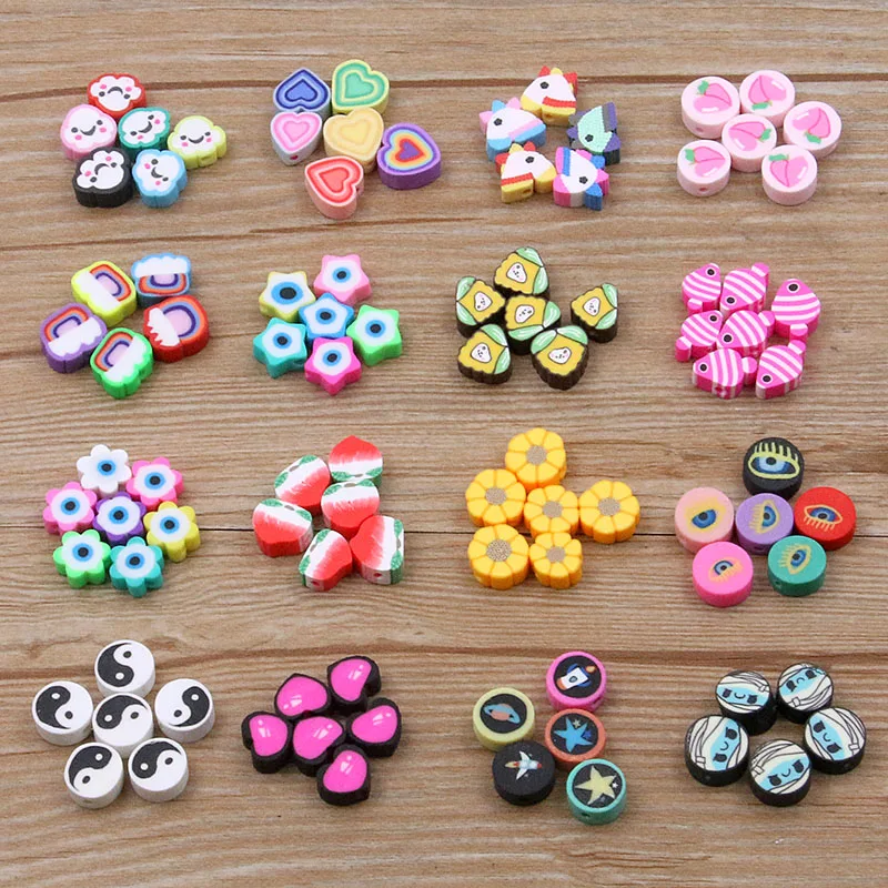 

30Pcs 26 Styles Mix Colors Heart Animal Star Gossip Shape Clay Spacer Beads Polymer For Jewelry Making DIY Handmade Accessories