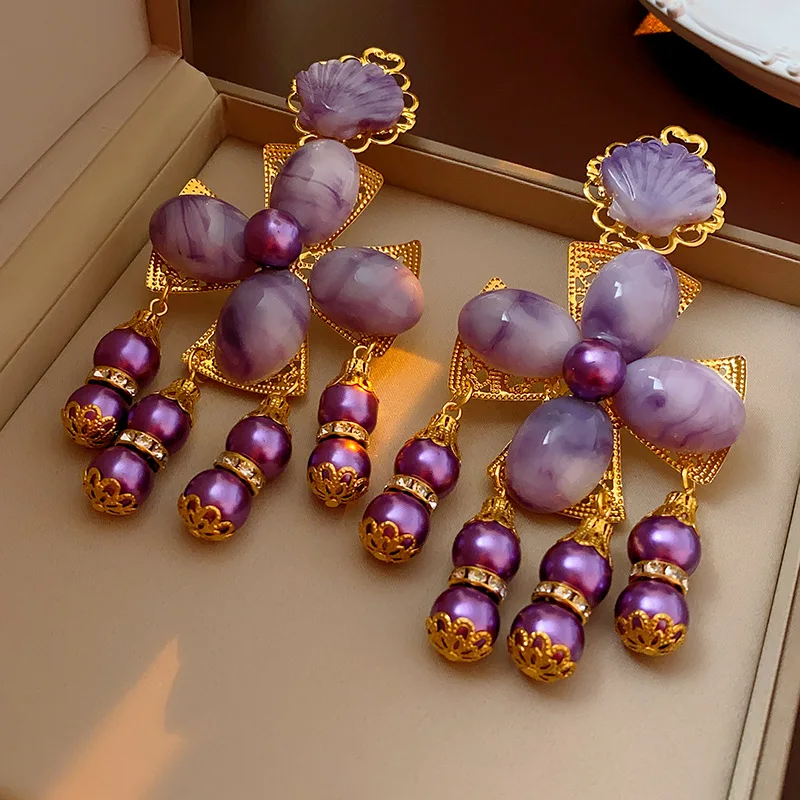 Женские винтажные серьги с перламутровыми жемчужинами